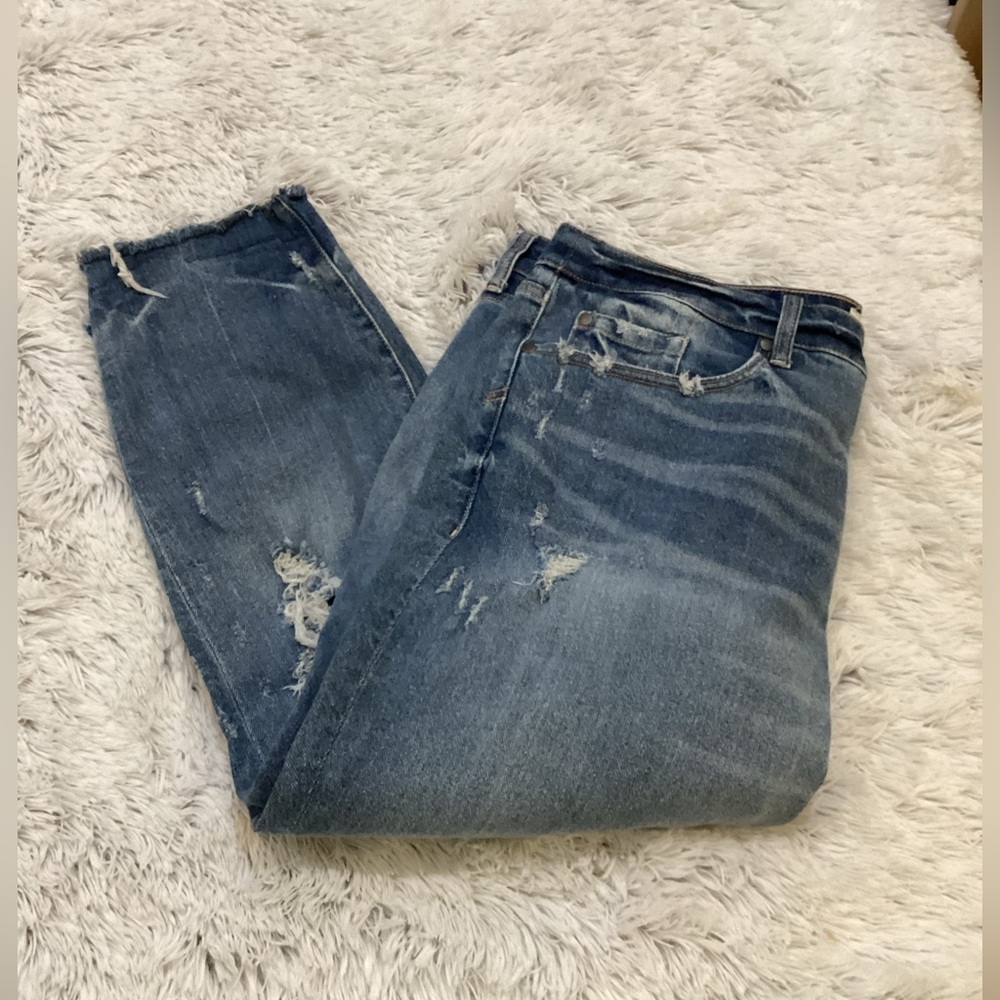 Torrid Denim First at Fit High Rise Distressed Straight Jeans 16S